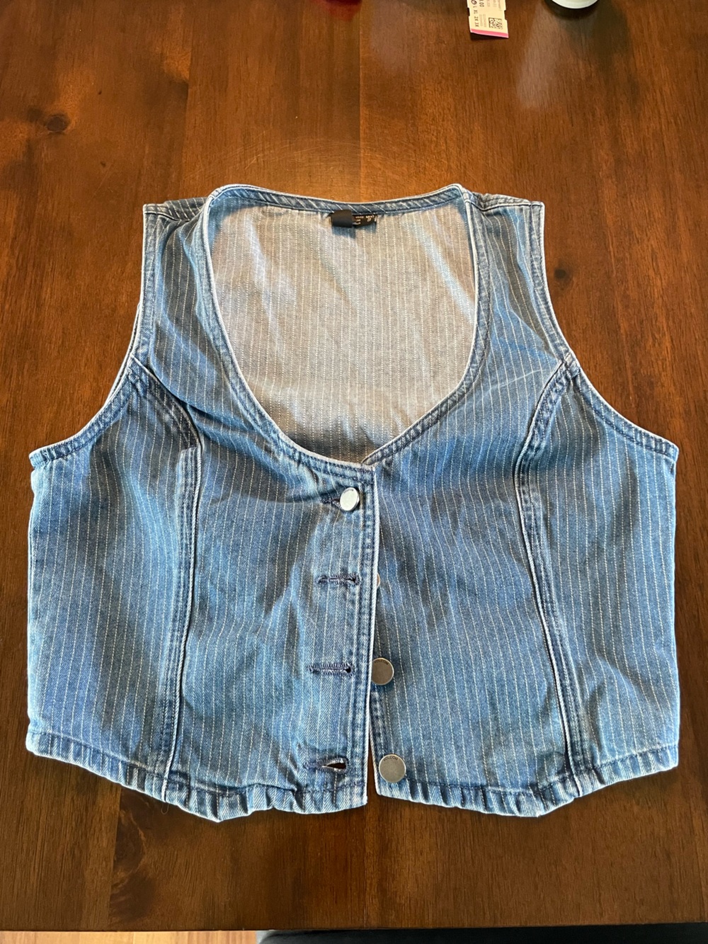 Volcom Blue Striped Sleeveless Western-style Vest Sz M Button Front Belted Back